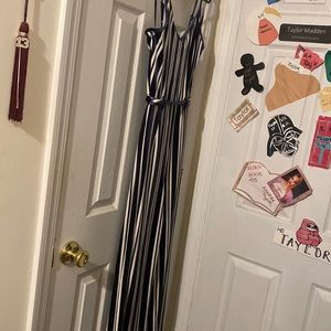 Blue and white striped jumper